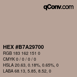 カラーコード: HEX #B7A29700 | qconv.com