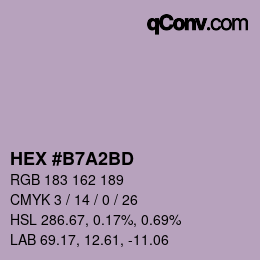 Color code: HEX #B7A2BD | qconv.com
