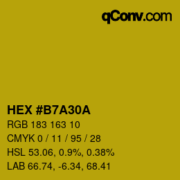カラーコード: HEX #B7A30A | qconv.com