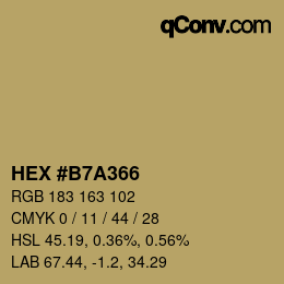 颜色代码: HEX #B7A366 | qconv.com