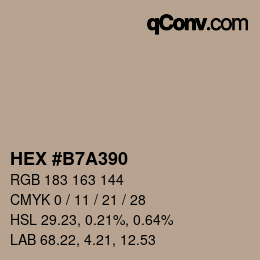 カラーコード: HEX #B7A390 | qconv.com