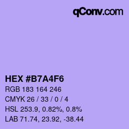 Color code: HEX #B7A4F6 | qconv.com