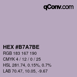 颜色代码: HEX #B7A7BE | qconv.com
