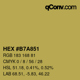 Color code: HEX #B7A851 | qconv.com