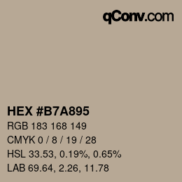 カラーコード: HEX #B7A895 | qconv.com