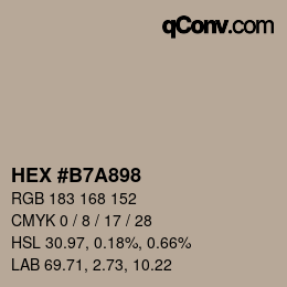 カラーコード: HEX #B7A898 | qconv.com