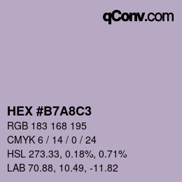 颜色代码: HEX #B7A8C3 | qconv.com