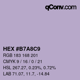 Color code: HEX #B7A8C9 | qconv.com