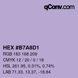 Color code: HEX #B7A8D1 | qconv.com