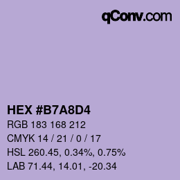 Color code: HEX #B7A8D4 | qconv.com