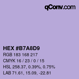 Color code: HEX #B7A8D9 | qconv.com