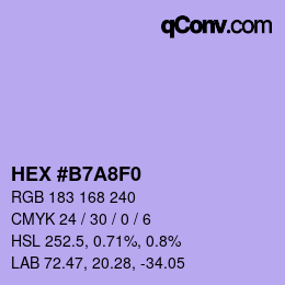 Color code: HEX #B7A8F0 | qconv.com