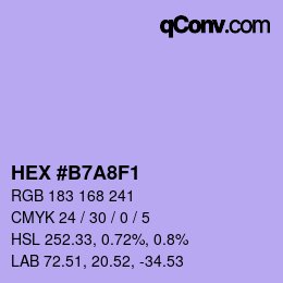 颜色代码: HEX #B7A8F1 | qconv.com