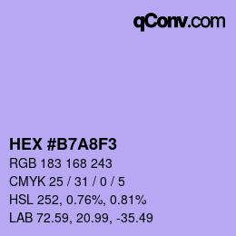 カラーコード: HEX #B7A8F3 | qconv.com