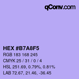 カラーコード: HEX #B7A8F5 | qconv.com