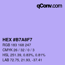 Color code: HEX #B7A8F7 | qconv.com
