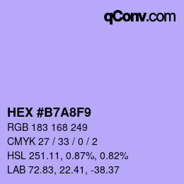 カラーコード: HEX #B7A8F9 | qconv.com