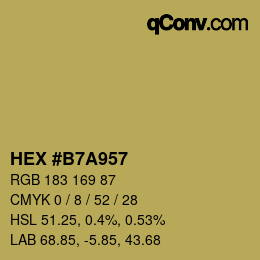カラーコード: HEX #B7A957 | qconv.com