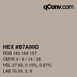 Color code: HEX #B7A99D | qconv.com