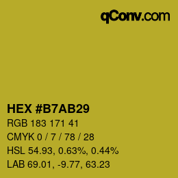 カラーコード: HEX #B7AB29 | qconv.com