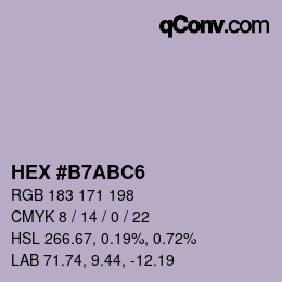 颜色代码: HEX #B7ABC6 | qconv.com