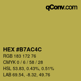 Farbcode: HEX #B7AC4C | qconv.com