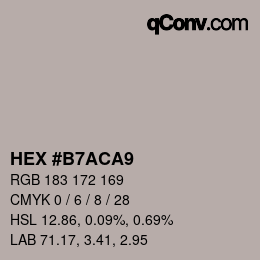 颜色代码: HEX #B7ACA9 | qconv.com