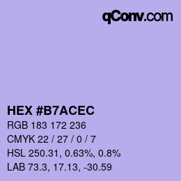 カラーコード: HEX #B7ACEC | qconv.com