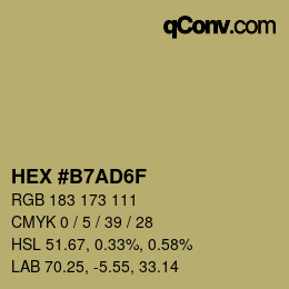 Color code: HEX #B7AD6F | qconv.com
