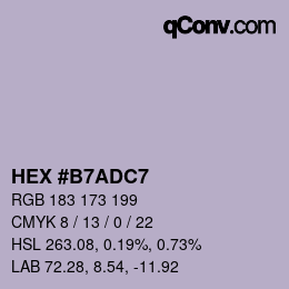 Color code: HEX #B7ADC7 | qconv.com