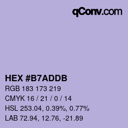 颜色代码: HEX #B7ADDB | qconv.com
