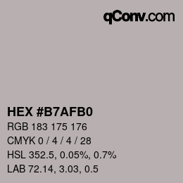 Color code: HEX #B7AFB0 | qconv.com