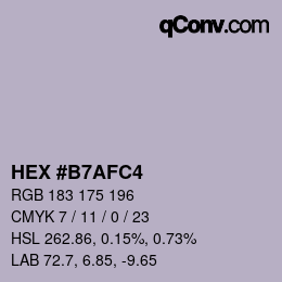 Farbcode: HEX #B7AFC4 | qconv.com