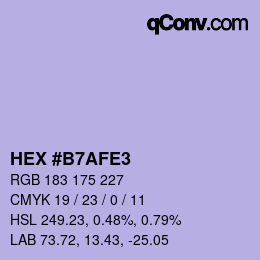 Color code: HEX #B7AFE3 | qconv.com