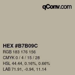 Code couleur: HEX #B7B09C | qconv.com