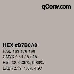 Color code: HEX #B7B0A8 | qconv.com