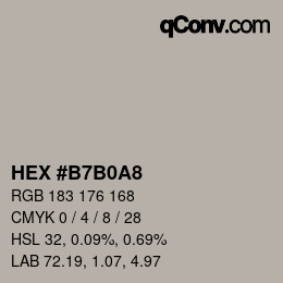 カラーコード: HEX #B7B0A8 | qconv.com