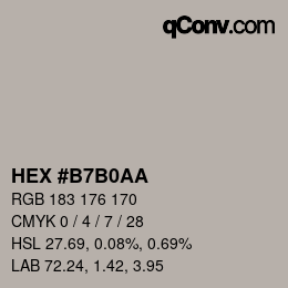 カラーコード: HEX #B7B0AA | qconv.com