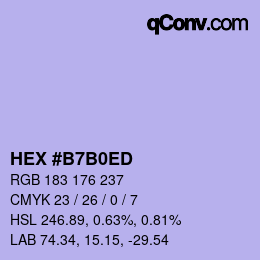 颜色代码: HEX #B7B0ED | qconv.com