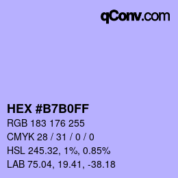 颜色代码: HEX #B7B0FF | qconv.com