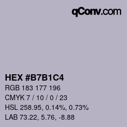 颜色代码: HEX #B7B1C4 | qconv.com
