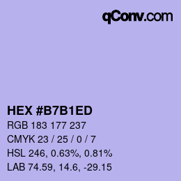 颜色代码: HEX #B7B1ED | qconv.com