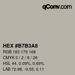 Farbcode: HEX #B7B3A8 | qconv.com