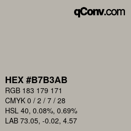 Color code: HEX #B7B3AB | qconv.com