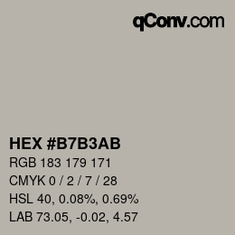 カラーコード: HEX #B7B3AB | qconv.com