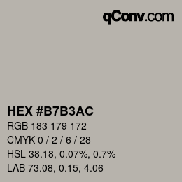 Color code: HEX #B7B3AC | qconv.com