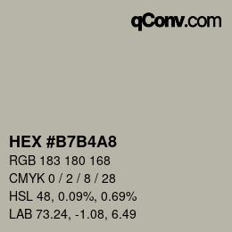 Color code: HEX #B7B4A8 | qconv.com