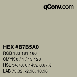 颜色代码: HEX #B7B5A0 | qconv.com
