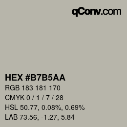 颜色代码: HEX #B7B5AA | qconv.com