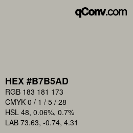 Color code: HEX #B7B5AD | qconv.com